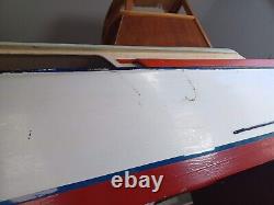 6' Hand Built Fiberglas Hull Motorized Model Pond Cabin Cruiser Boat -Untested