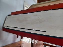 6' Hand Built Fiberglas Hull Motorized Model Pond Cabin Cruiser Boat -Untested