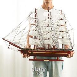 80cm Assembled Large Sailboat Model Craft Toys Gift Wooden Sailing Boat 3D Ship