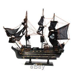 80cm Black Model Pirate Ship Vintage Wood Sailboat Sail Boat, Laser cut