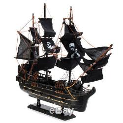 80cm Black Model Pirate Ship Vintage Wood Sailboat Sail Boat, Laser cut