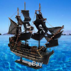 80cm Black Model Pirate Ship Vintage Wood Sailboat Sail Boat, Laser cut