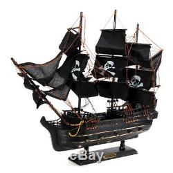 80cm Black Model Pirate Ship Vintage Wood Sailboat Sail Boat, Laser cut
