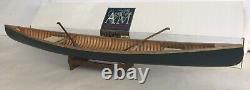 AM Authentic Models Large Canoe 27 Wooden Canoe Model, Paddles & Display Stand