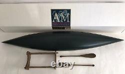 AM Authentic Models Large Canoe 27 Wooden Canoe Model, Paddles & Display Stand