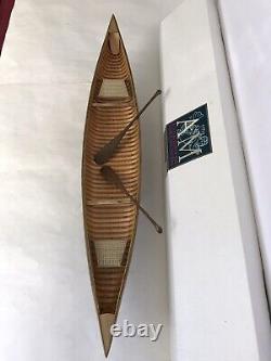 AM Authentic Models Large Canoe 27 Wooden Canoe Model, Paddles & Display Stand