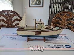 AM Authentic Models Large Wooden Boat Model withAccessories & Display Stand NICE