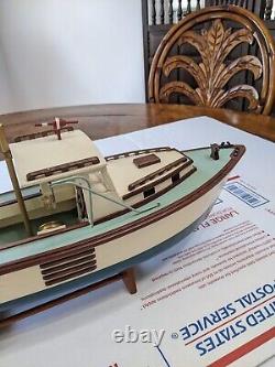 AM Authentic Models Large Wooden Boat Model withAccessories & Display Stand NICE