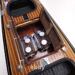 AM Authentic Models Triple Cockpit AS115 Wooden Model Boat Runabout Craft