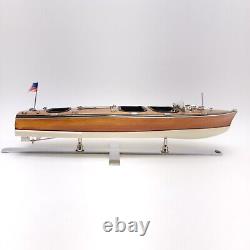 AM Authentic Models Triple Cockpit AS115 Wooden Model Boat Runabout Craft