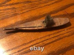 ANTIQUE ALASKA ESKIMO INUIT Wood Face INDIAN HIDE MODEL UMIAK KAYAK BOAT 7