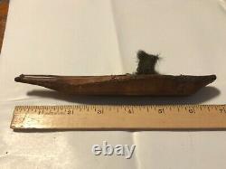 ANTIQUE ALASKA ESKIMO INUIT Wood Face INDIAN HIDE MODEL UMIAK KAYAK BOAT 7