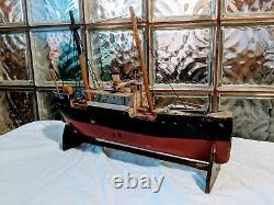 ANTIQUE Primitive SS HOXIE Baltimore STEAM CARGO SHIP MODEL Handmade Wood Boat