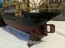 ANTIQUE Primitive SS HOXIE Baltimore STEAM CARGO SHIP MODEL Handmade Wood Boat