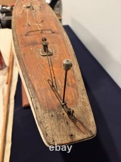 Antique 1920s Large Free Sailing Pond Yacht Vane Self-Steering Marblehead 1M
