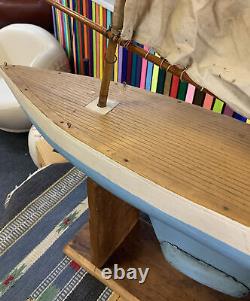 Antique 1920s Pond Yacht Sail Boat Lucky # 13