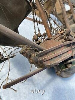 Antique 1925 handmade Model Wooden Pirate SHIP wood boat 17.5 -Repair Needed