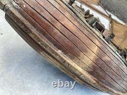 Antique 1925 handmade Model Wooden Pirate SHIP wood boat 17.5 -Repair Needed