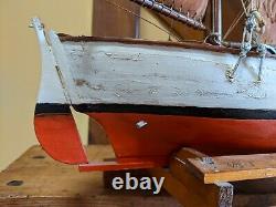 Antique 1939 folk art handmade Model schooner Scandinavian pilot boat 22