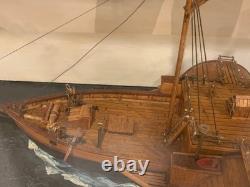 Antique American Paddle Wheeler Encased Model Ship Boat Maritime Diorama
