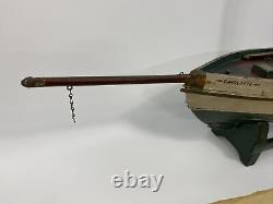 Antique BEATRICE BOSTON CHARLOTTE Wood Pond Model Sailboat Stand FOLK ART Boat