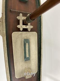Antique BEATRICE BOSTON CHARLOTTE Wood Pond Model Sailboat Stand FOLK ART Boat