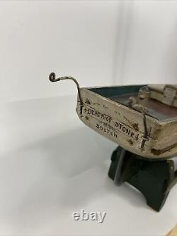 Antique BEATRICE BOSTON CHARLOTTE Wood Pond Model Sailboat Stand FOLK ART Boat