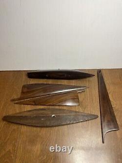 Antique Black Persimmon Wooden Sail Boat Model Hand Carved Art Decor Collection