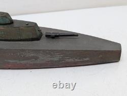 Antique Folk Art Wooden Pond Boat Battleship Army Ship Primitive Toys Navy Ooak