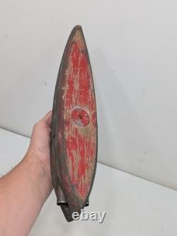 Antique Folk Art Wooden Pond Boat Battleship Army Ship Primitive Toys Navy Ooak