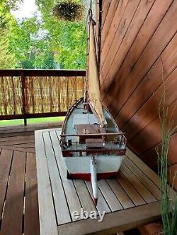 Antique HUGE 51 J. A. Willey Skipjack Chesapeake Bay Wooden Model Ship Boat