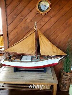 Antique HUGE 51 J. A. Willey Skipjack Chesapeake Bay Wooden Model Ship Boat