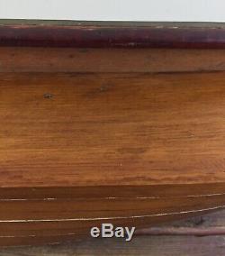 Antique Half Hull Boat Model Solid Wood Maine Estate 24 X 6 X 3.75 Inches