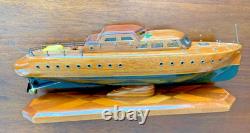 Antique Handcraftred Mahogany Cabin Cruiser Yacht Model Ann Trenton New Jersey