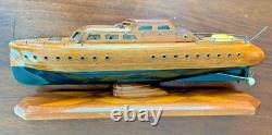 Antique Handcraftred Mahogany Cabin Cruiser Yacht Model Ann Trenton New Jersey