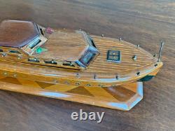 Antique Handcraftred Mahogany Cabin Cruiser Yacht Model Ann Trenton New Jersey