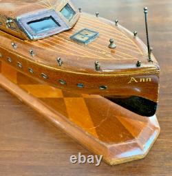 Antique Handcraftred Mahogany Cabin Cruiser Yacht Model Ann Trenton New Jersey