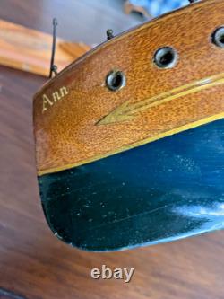 Antique Handcraftred Mahogany Cabin Cruiser Yacht Model Ann Trenton New Jersey