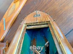 Antique Handcraftred Mahogany Cabin Cruiser Yacht Model Ann Trenton New Jersey