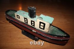 Antique Handmade Steamship Folk Art Ship wood / tin Boat model GREAT LAKES