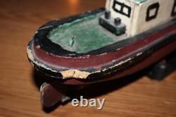 Antique Handmade Steamship Folk Art Ship wood / tin Boat model GREAT LAKES