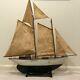 Antique Large Wooden Pond Yacht Boat Model Ship With Sails F