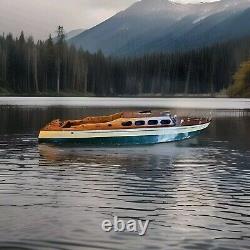 Antique Marlow Cabin Cruiser Steam Engine Boat Yacht Wooden Scale Model