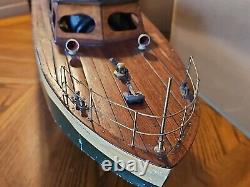 Antique Marlow Cabin Cruiser Steam Engine Boat Yacht Wooden Scale Model