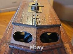 Antique Marlow Cabin Cruiser Steam Engine Boat Yacht Wooden Scale Model