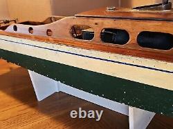 Antique Marlow Cabin Cruiser Steam Engine Boat Yacht Wooden Scale Model