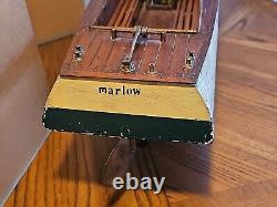 Antique Marlow Cabin Cruiser Steam Engine Boat Yacht Wooden Scale Model