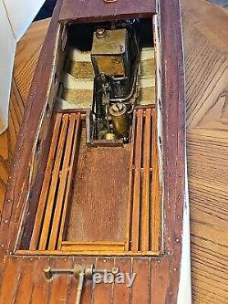 Antique Marlow Cabin Cruiser Steam Engine Boat Yacht Wooden Scale Model