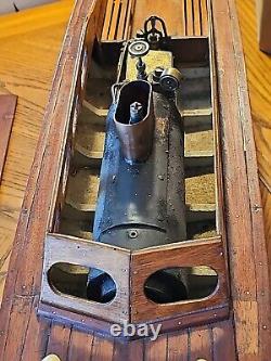 Antique Marlow Cabin Cruiser Steam Engine Boat Yacht Wooden Scale Model