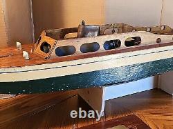 Antique Marlow Cabin Cruiser Steam Engine Boat Yacht Wooden Scale Model